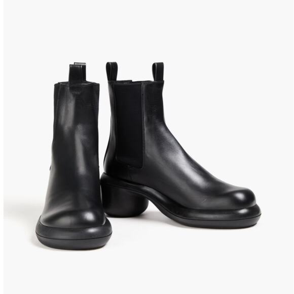 NEW Jill Sander Block Heel Black Leather Chelsea Boot Elasticated Panels - Picture 2 of 16